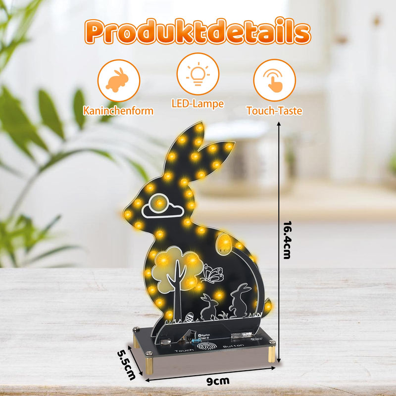 [Australia - AusPower] - ICrduioo Soldering Kit, Rabbit LED Light Soldering Exercise Kit, DIY Creative Electronic Kits, Teaching and Learning Training, DIY Soldering Project LED Lamps Kit with Touch Control, for Mint Fans 
