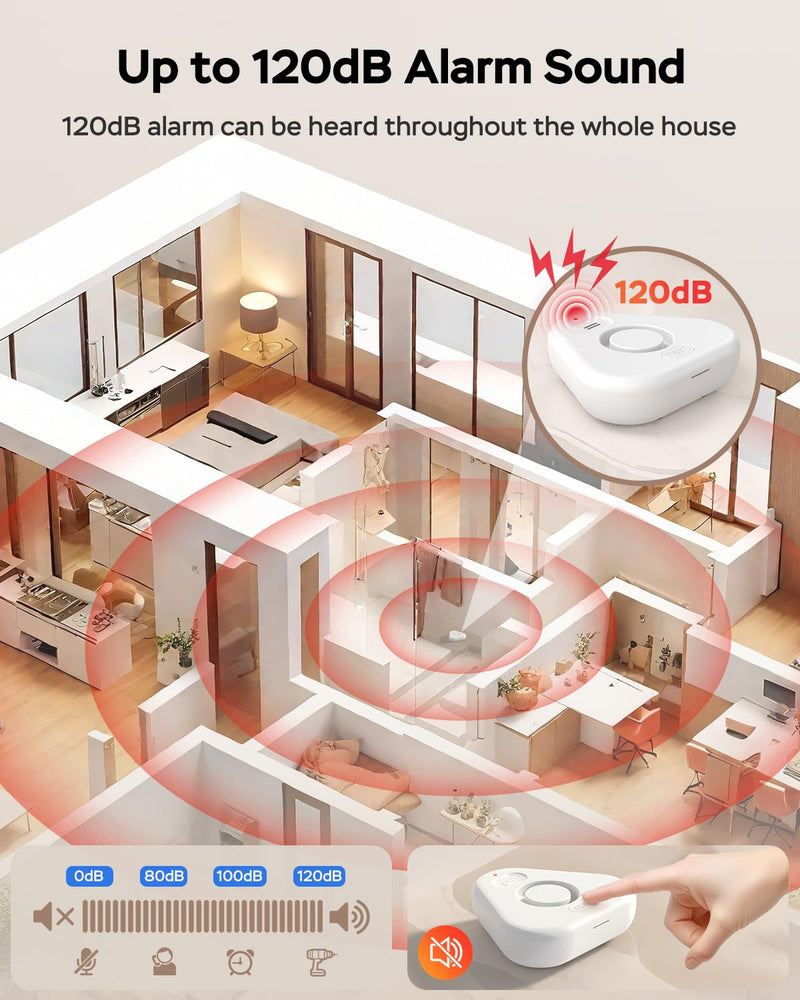 [Australia - AusPower] - Water Alarm Leak Detector,Water Leak Detectors for Home with App Alerts,Water Sensor Alarm Leak Detector with 120db Adjustable,500ft Transmission for Basement,Bathroom,No Hub Required (Support 2.4G) Water Detector-3pcs 