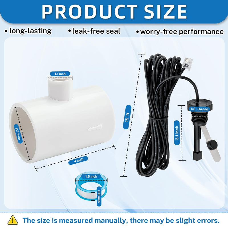 [Australia - AusPower] - Upgraded GLX-FLO-RP Flow Switch Fit for Hayward Goldline Aquarite Salt System, Metal Pool Water Flow Sensor for Hayward Salt Cell and Chlorine Generator with w/Tee and 15ft Cable 