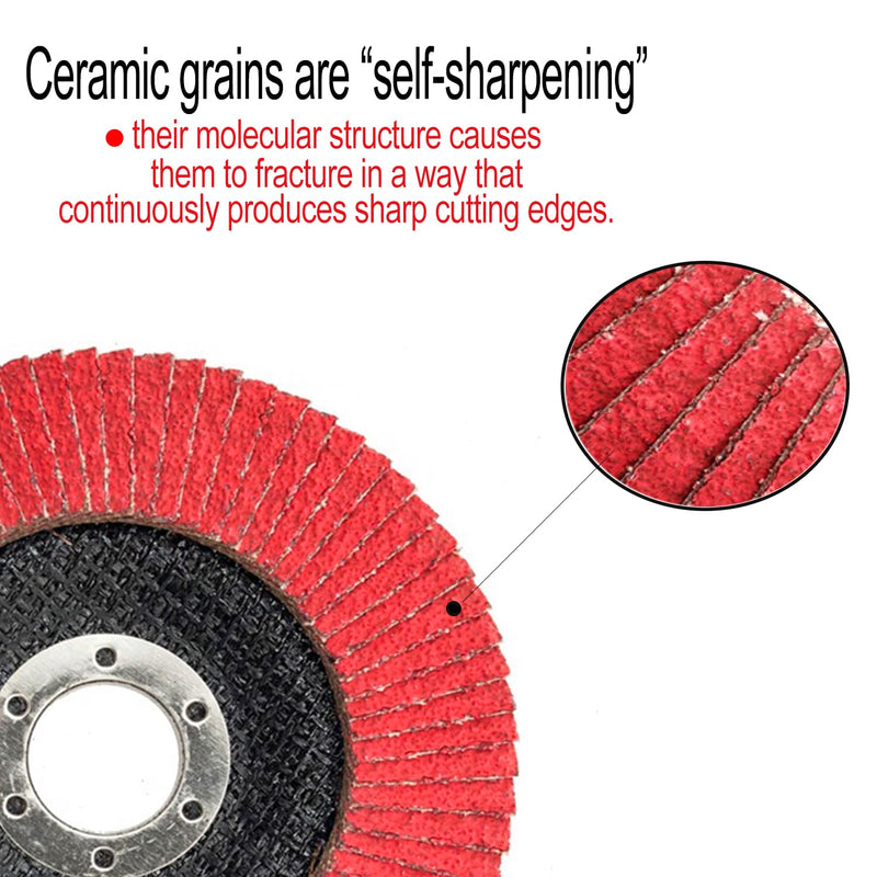 [Australia - AusPower] - Flap Discs, Flap Wheels 60 Grit, Ceramic Grinding Discs 115mm, 4-1/2 x 7/8 Inch Work with Universal Angle Grinders, Suitable for Metal Sanding Grinding and Conditioning, Type29, 10 Pack. 