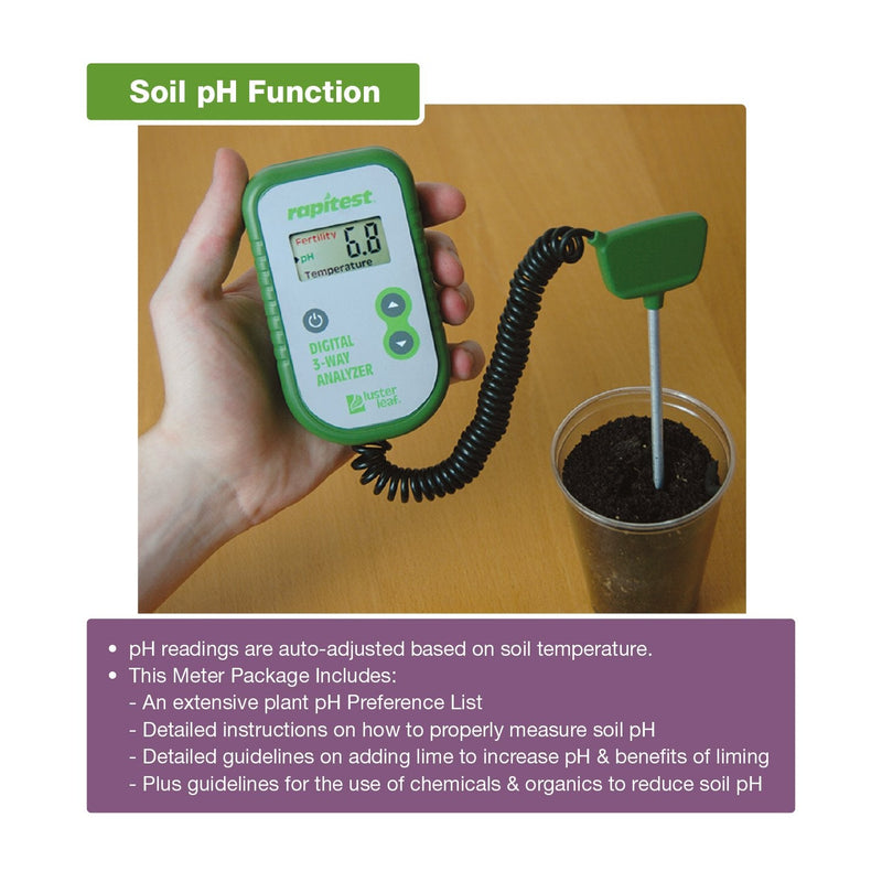 [Australia - AusPower] - Luster Leaf Fertility and Temperature Rapitest 1835 Digital 3 Way Analyzer for Soil pH 