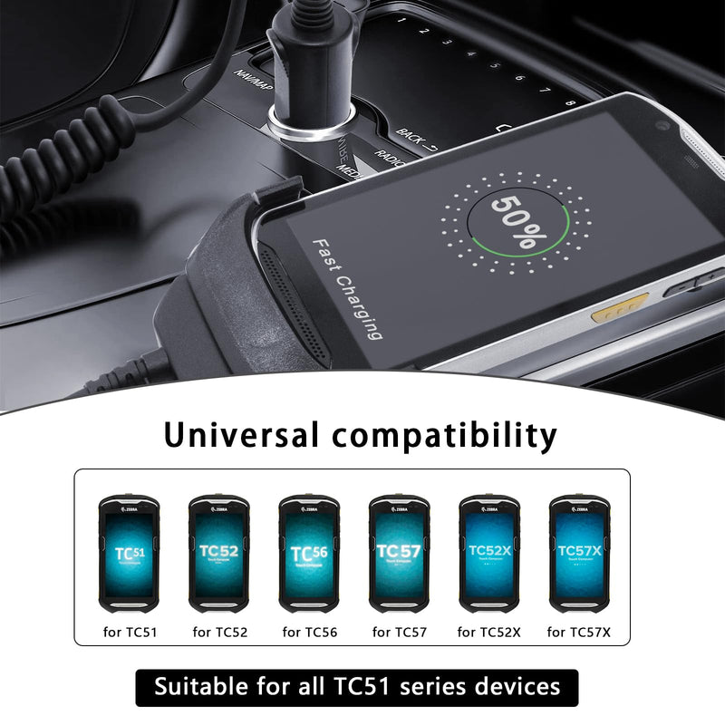 [Australia - AusPower] - Fast Car Scanner Charger Cable for Zebra TC51, TC52, TC56, TC57, TC57X, TC510K, TC520K, TC56CJ, TC57HO Handheld Barcode Scanners, 5.4V 3A Battery Charger 