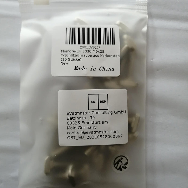 [Australia - AusPower] - M6x25 T Slot Bolt Carbon Steel Hammer Head Bolt for 3030 Series T Slot Aluminum Extrusion European Standard (30 Pieces) 3030 M6x25 