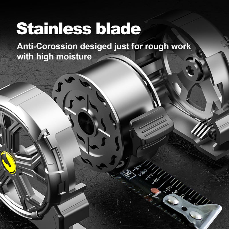 [Australia - AusPower] - Tape Measure 25ft, Stainless Steel Retractable Tape Measure, Waterproof & Rustproof Steel Measuring Tape with Hollow Design for Renovation, Construction, Carpentry (25') 25' 