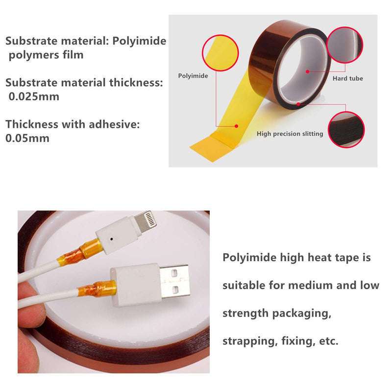 High Temperature Tape, 4 inch (100mm) X 108 FT (33M) Polyimide Resistant Tape Silicone Adhesive for 3D Print Platform, Soldering,