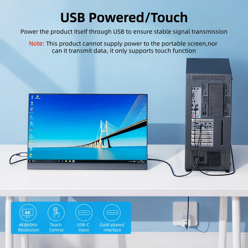 DisplayPort to USB C Cable 6FT 4K@60Hz with USB Cable Adapter,DP Male to Type-C Male Converter Support Touch with Nre a-l Air VR, MacB00k Pro/Air 2020/2018,XPS, Pad Pro/Air grey