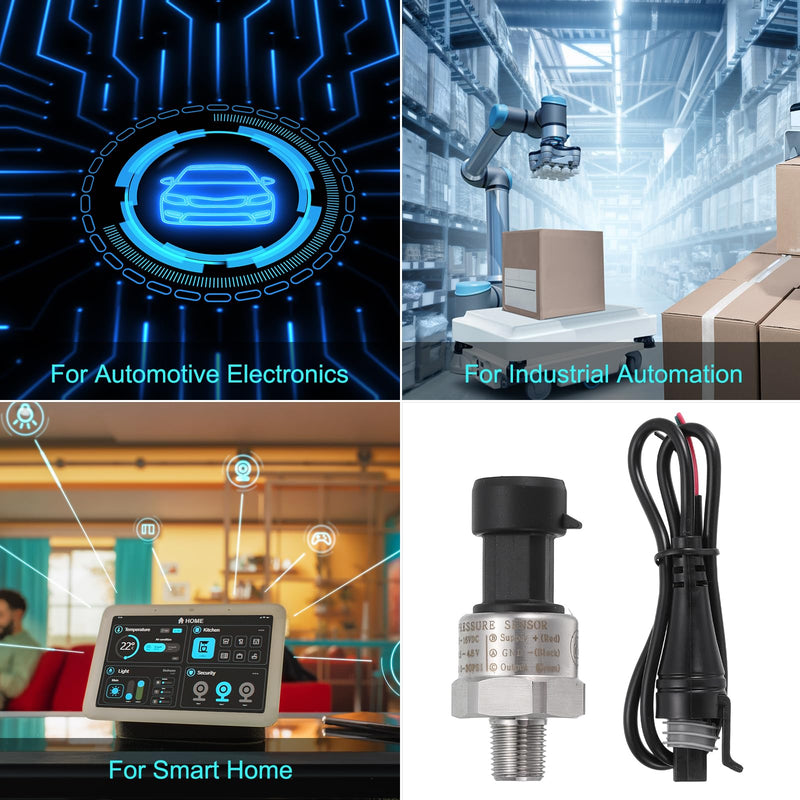 MECCANIXITY Pressure Transducer Sender Sensor with Connector, 1/8" NPT 30 PSI Stainless Steel Pressure Transmitter for Oil Fuel Water Air