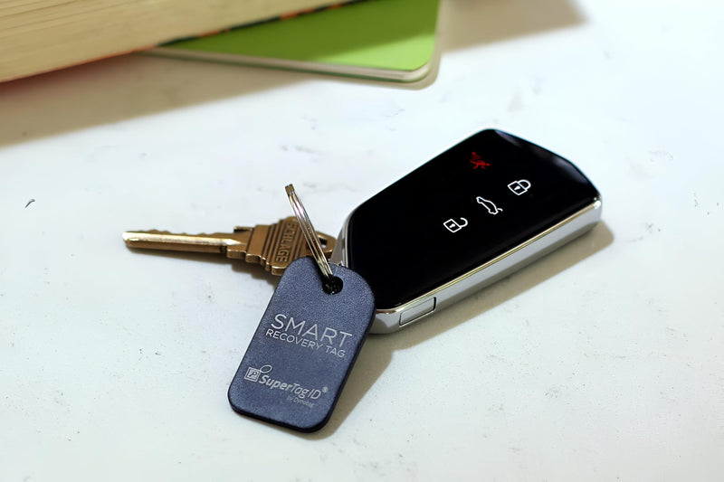 Dynotag® Sentry Series Anodized Aluminum Smart ID Tag for Keychain & Property, with Keyring + DynoIQ™ & Lifetime Service Midnight Black