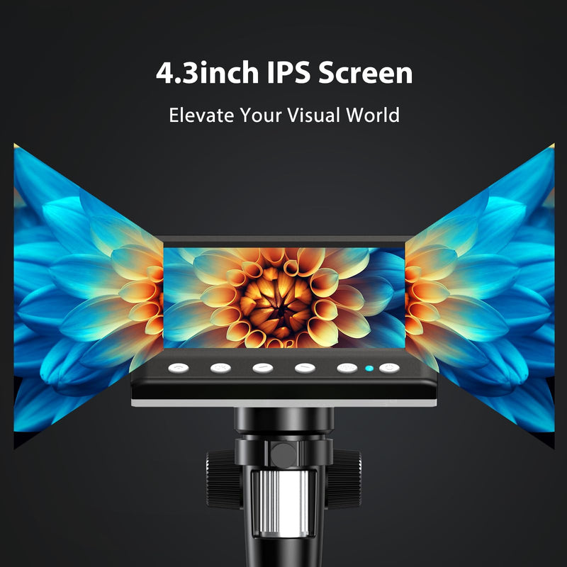 [Australia - AusPower] - 4.3'' IPS Coin Microscope, 1000X Magnification Digital Microscope for Adults?Coin Collection Supplies with 8 Adjustable LEDs?Windows Compatible?32GB TF Card 