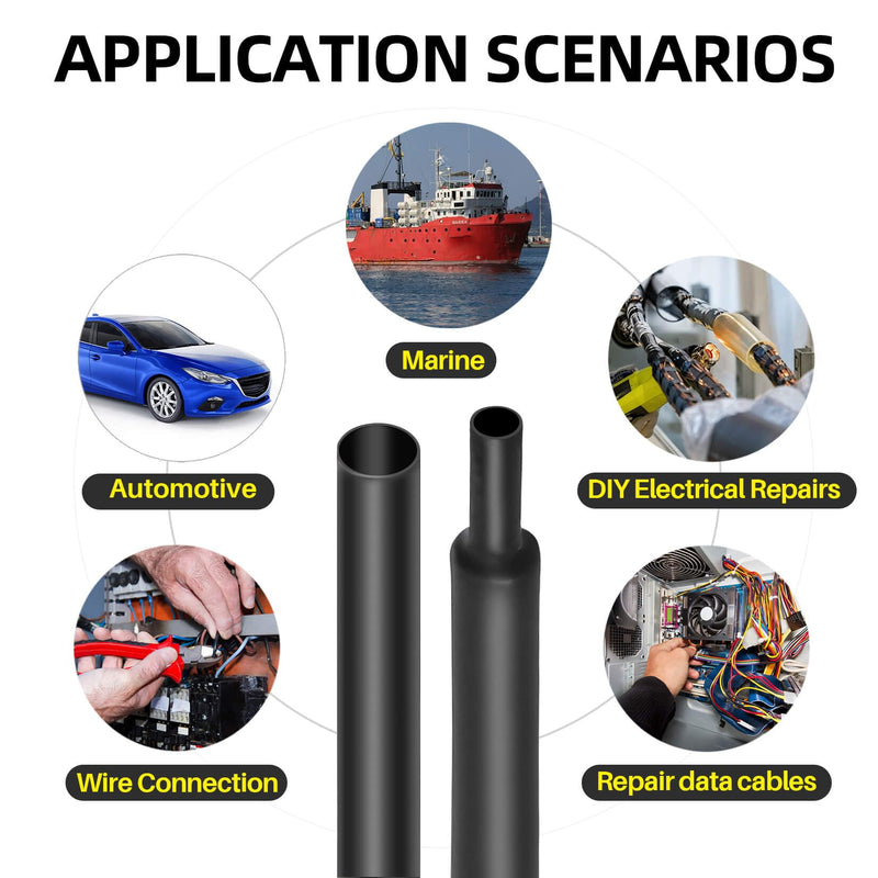 [Australia - AusPower] - Heat Shrink Tubing 1/2 Inch - 3:1 Ratio Heat Shrink Sleeves Heavy Duty Marine Grade Heat Shrink Wire Cable Tubing Electrical Shrink Wrap Tubing Adhesive 10ft. 