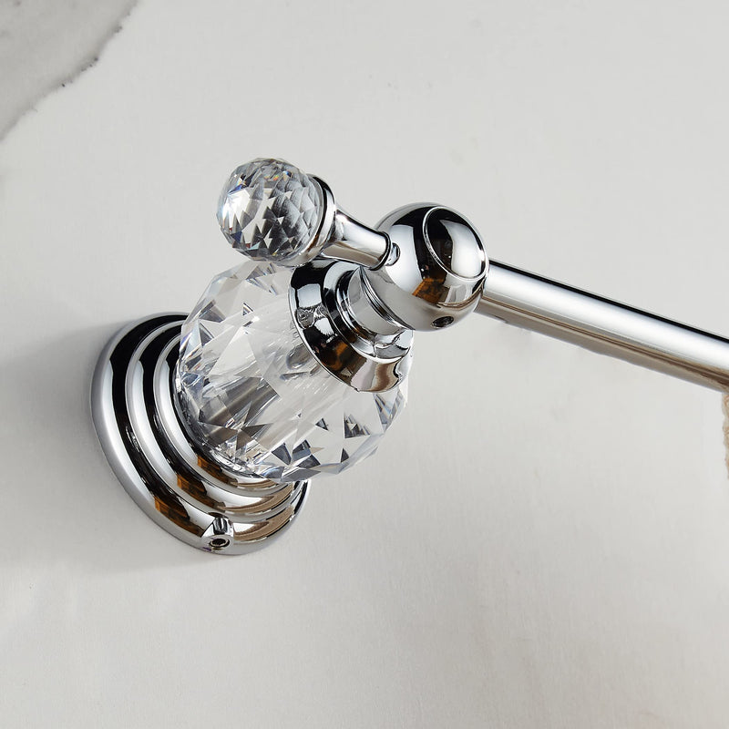 WOLIBEER Crystal Towel Bar,Chrome Towel Holder Adjustable Towel Rack Rod Expandable Stainless Steel Bathroom Accessories Wall Mounted Chrome