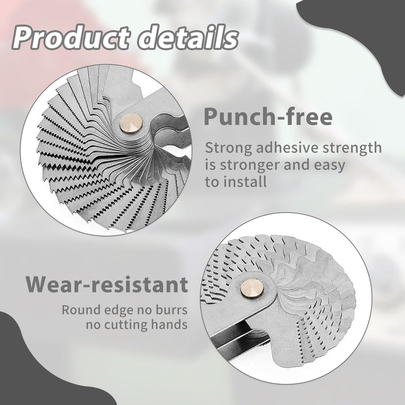 [Australia - AusPower] - 52-Piece Stainless Steel Thread Gauge Set, Metric 60° and Whitworth 55°, Fine Thread Measuring Tool for 24 Sheets 0.25-6.0 mm and 28 Sheets 4G-62G, Ideal for Precision Measurements, Robust Thread 