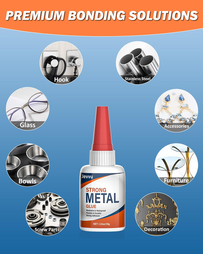 [Australia - AusPower] - Super Glue for Metal, Clear Instant Cyanoacrylate Adhesive for Metal Repair, Waterproof, Heat-Resistant, Ideal for Steel, Aluminium, DIY, Jewelry Metal Glue 35g 
