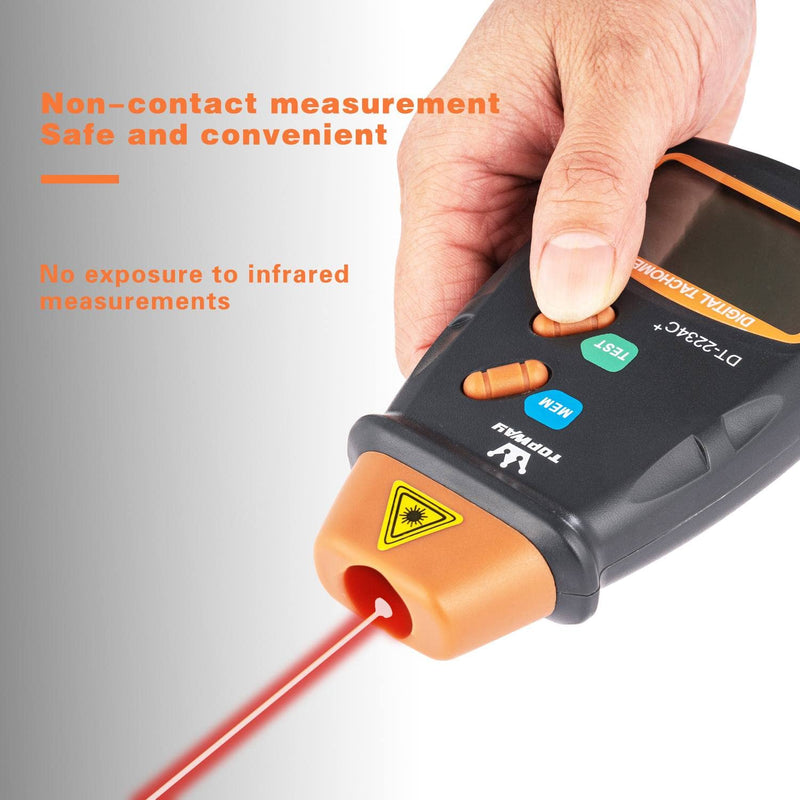 [Australia - AusPower] - TOPWAY Digital Tachometer, Handheld Non-Contact Digital Photo Tachometer RPM Tester, LCD Display, Measuring Range 2.5RPM - 99,999RPM, for Motors, Wheels, Fans, with Carrying Bag 312752 