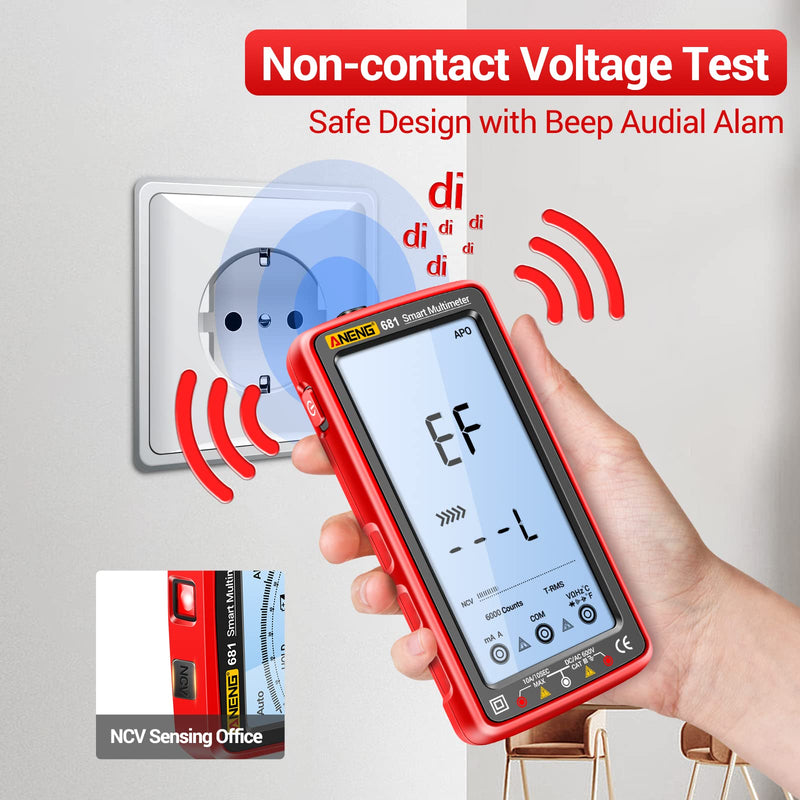 [Australia - AusPower] - ANENG Digital Multimeter Tester Auto-Ranging TRMS 6000 Counts Voltmeter Smart Rechargeable Meter Measures AC/DC Current,NCV,Voltage,Ohm,Amp,Resistance,Diodes,Countinuity,Capacitance,Temperature 681 Backlit Screen 