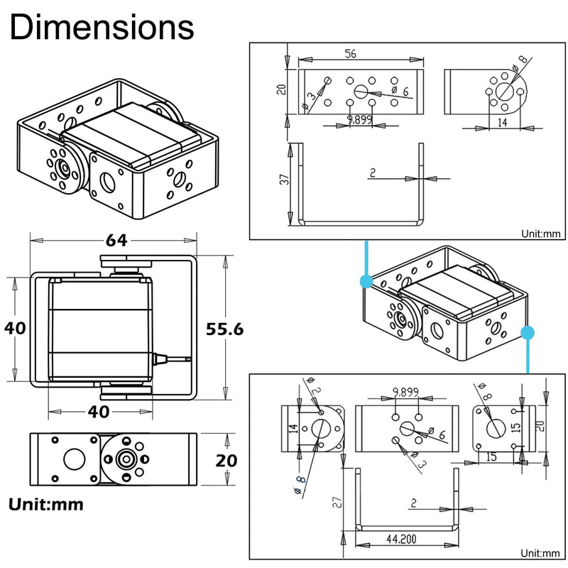[Australia - AusPower] - RDS3235 Digital Servo Robot Servo Coreless Motor 35KG High Torque Metal Gear DC5-7.4V with U- Shaped Servo Bracket Arm Plate for DIY Robotic（270 Degree） 