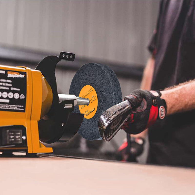 Deburring Wheel, Nylon Fiber Polishing Wheels, Abrasive Silicon Carbide Bench Buffing Grinder Wheel, Dia 8" x 1" Thickness x 5/8" Arbor, 180 Grit, 9P 8" x 1" x 5/8"