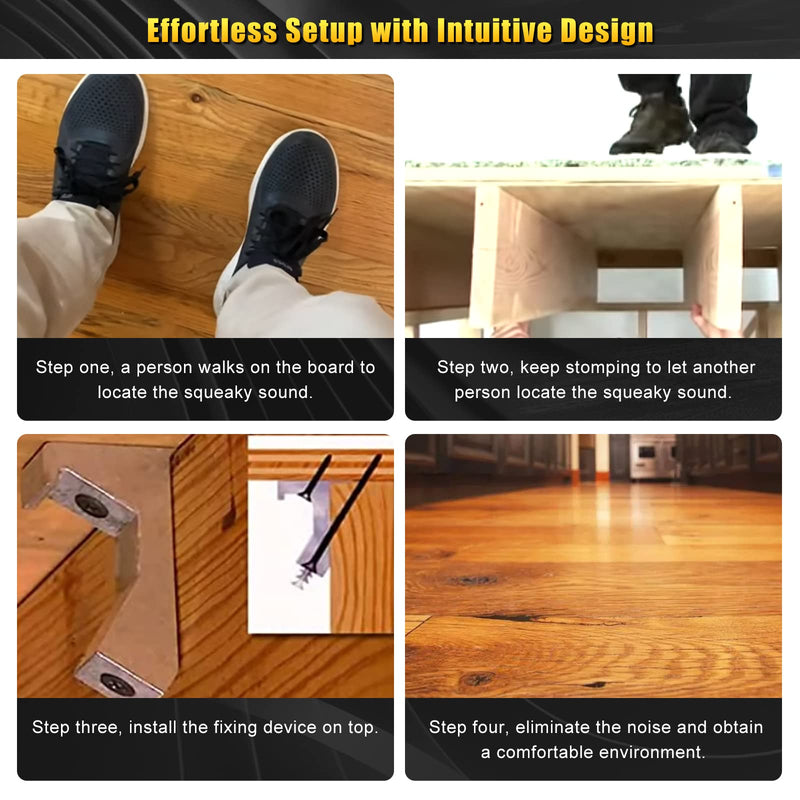 [Australia - AusPower] - CNQLIS Squeaky Wood Relief Floor Repair Kit Can be Safely Used on Any 5/8 inch or Thicker subfloor,Eliminating Squeaky Floor Sounds,Without Holes(Black,12 Pcs) Black 12 