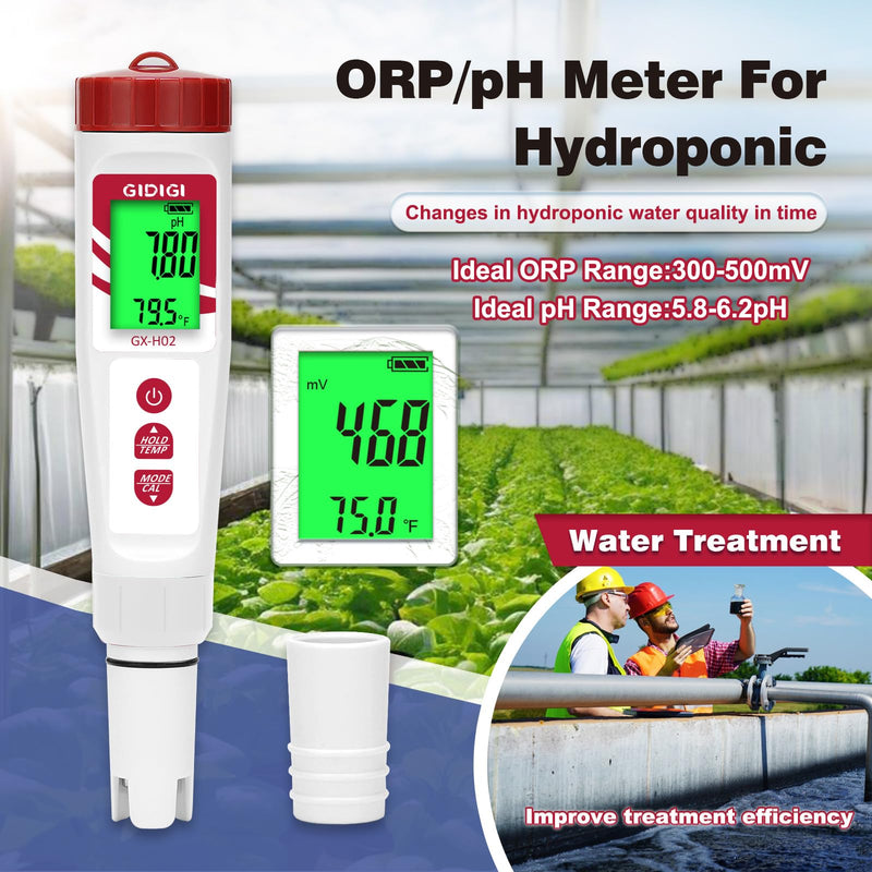 [Australia - AusPower] - Hydrogen Water Tester, GIDIGI ORP Meter, Digital pH Meter for Testing Drinking Water,Electronic pH PPM ORP Temp Detector for Water,Hydroponics,Swimming Pool,Aquariums 