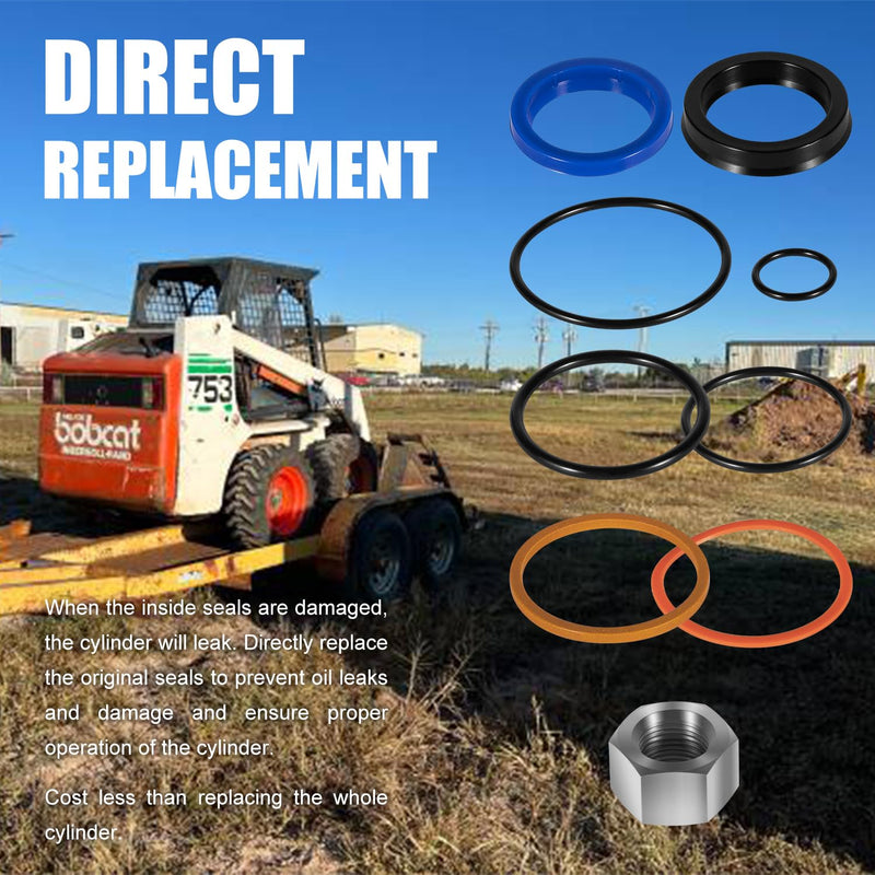 [Australia - AusPower] - Replacement Skid Steer Lift Hydraulic Cylinder Seal Kit Fit for Bobcat 444 500 610 642 643 742 743 753 & More Replaces OEM 6803329, 7137769 