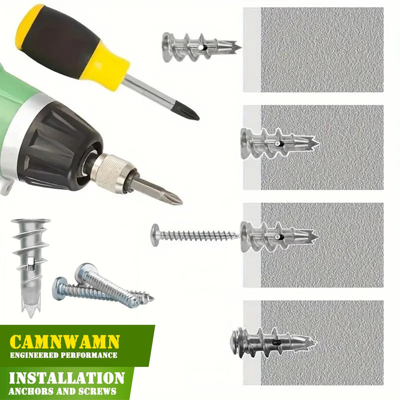 [Australia - AusPower] - #8 Zinc Metal Self-Drilling Drywall Anchors, 100pcs (50 Anchors+50 Screws) Hollow Metal Wall Anchors and Screws Kit with Cross Groove Drill Bit, 50pcs Heavy Duty Anchors 50pcs #8 x 1-1/4" Screws 100 