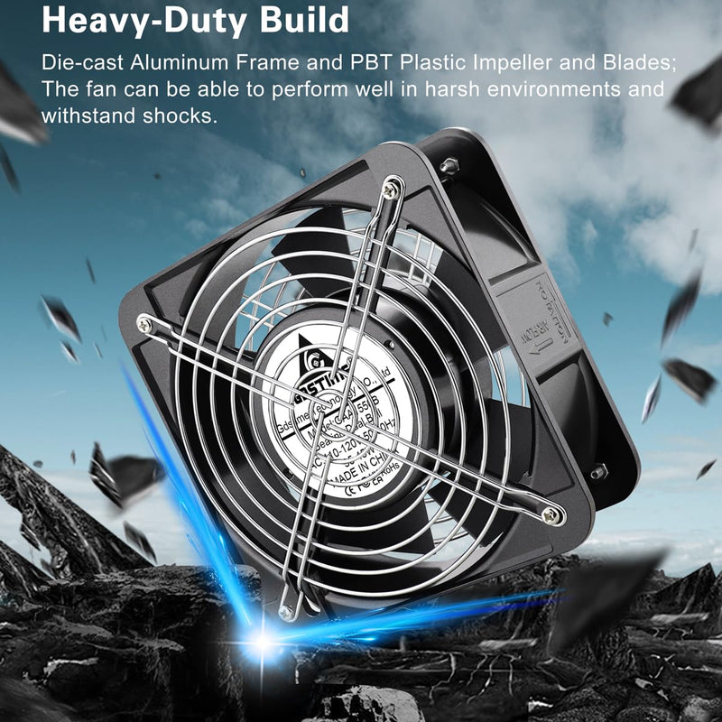 GDSTIME AXIAL 15050 Muffin Fan, 120V AC 150mm x 50mm, Dual Ball Bearing | 110V 115V, ON/OFF Switch, 150x150x50mm, High Speed, for Air Hockey Table, Generator Box Cooling Ventilation Exhaust Projects