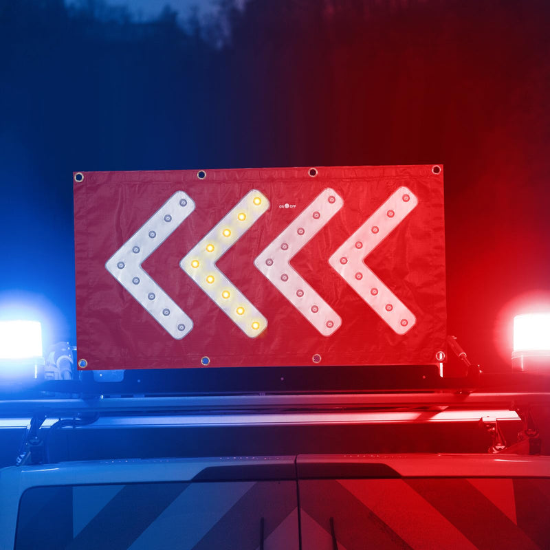 Hahafelt 1 Pcs LED Magnetic Traffic Arrow Sign 18 x 33 Inch Arrow Banner Directional Traffic Guide Light Flashing Warning Sign for Construction, Fire or Rescue, Highway Safety and Law Enforcement