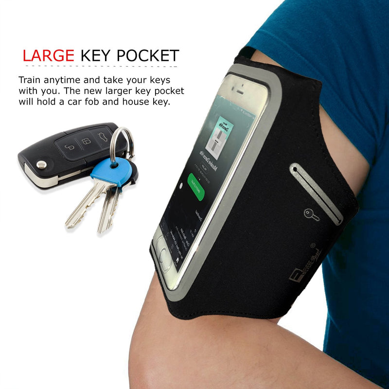 [Australia - AusPower] - RevereSport Waterproof iPhone Pro Max 15/14/13/12/Plus Running Armband with Extra Pockets for Keys, Cash and Credit Cards. Phone Arm Holder for Sports, Gym Workouts and Exercise 6.7" Screen 