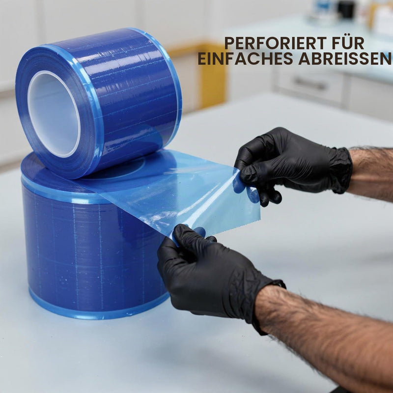 Barrier Film Blue, Tattoo Barrier Film Roll, 3.9 x 4.7 Inches, 1200 Sheets Plastic Barrier Film Tape for Medicine, Tattoo (Blue Transparent) blue, transparent