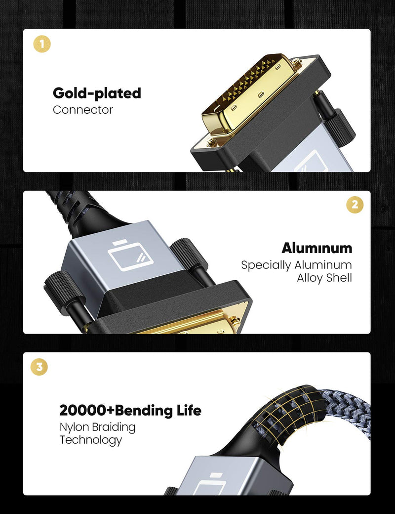 [Australia - AusPower] - Capshi HDMI A to DVI Adapter Cable 6FT, High-Speed Gold-Plated Plug and Play Bi-Directional Nylon Braid 1080p, DVI to HDMI Adapter for Televison/Monitor/Video Card/Graphics Card 6feet 