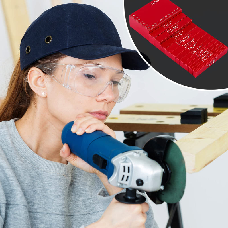 Setup Blocks Height Gauge Set, 15 Pieces Aluminum Block Precision Saw Kit Drill Press Table Router Setup Blocks Woodworking Tool Bars Accessories Laser Engraved Size Markings(Red) Red