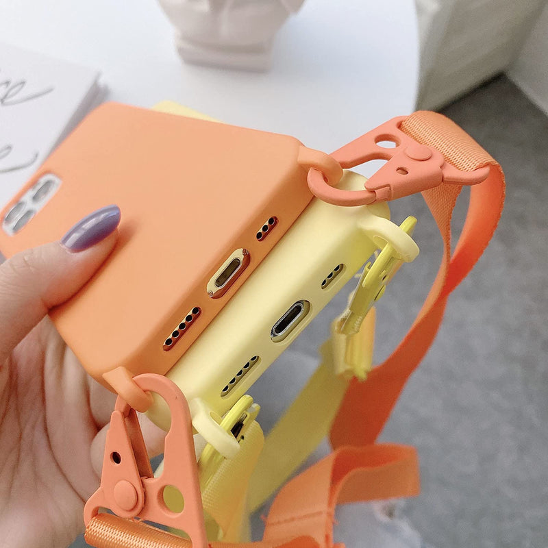 [Australia - AusPower] - for iPhone 15 Pro Max,Crossbody Phone Case with Shoulder Strap Soft Silicone Case with Adjustable Lanyard Cute Cool Wireless Charging Shockproof Protector for Women Girls Yellow 