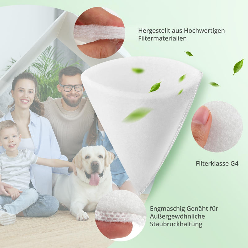 Pack of 30 Cone Filters DN 125, G4 Filter Ventilation System, G4 Filter Mat Diameter 125 mm, Length 180 mm, Thickness 8 mm, Ventilation System Replacement for Zehnder, Maico, Pluggit, Helios Disc | G4 Filtermatte Durchmesser 125 mm, Länge 180 mm, Dicke...