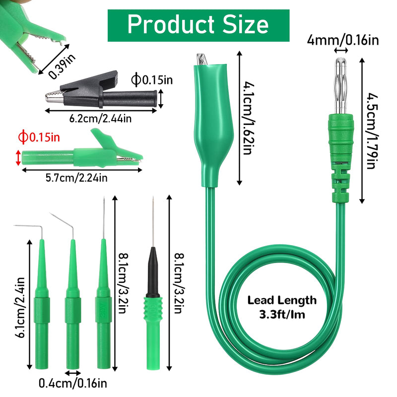 [Australia - AusPower] - 33PCS Back Probe Kit, Banana Plug to Copper Alligator Clip Test Leads Set with Wire Piercing Probes, 4mm Banana Plug Adapter for Automotive Diagnostic, Car Repairing 