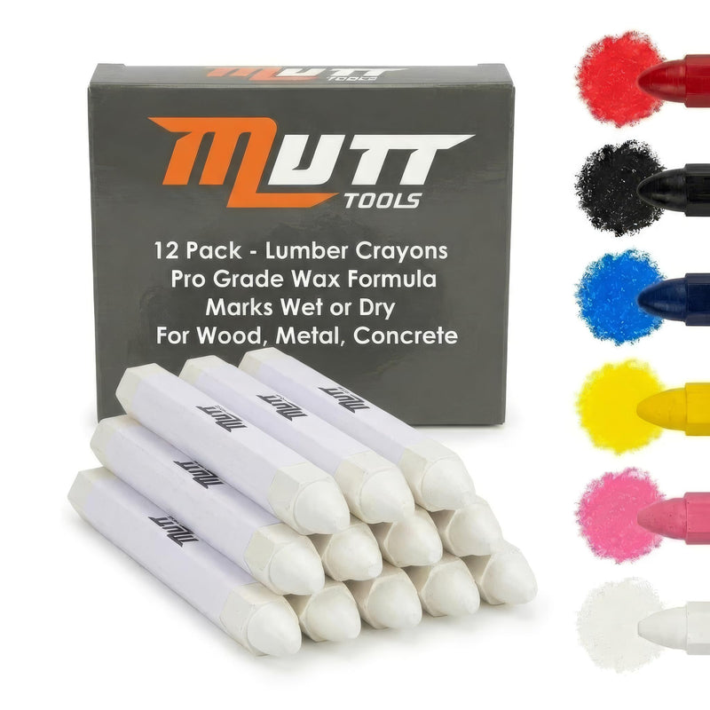 Mutt Tools White Tire Marker Crayon for Lumber Construction - Wood Crayon for Tires - Industrial Lumber Crayons Markers