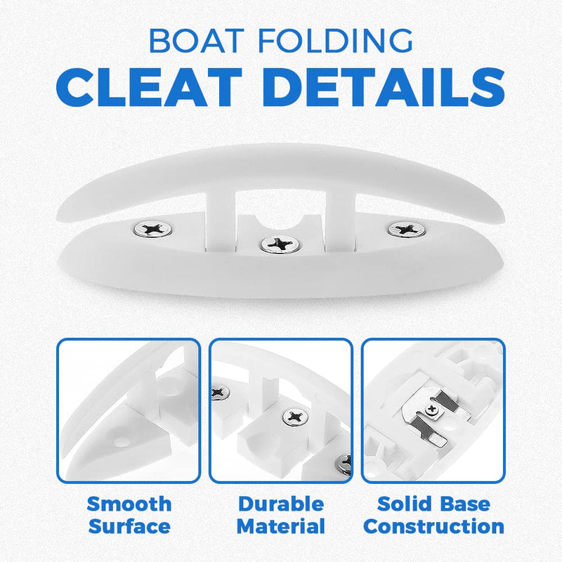 Yetaha Boat Folding Cleat, 4 Pack Flip Up Dock Mooring Cleat Marine Deck Rope Cleat Accessories with Mounting Screws for Boat Kayak, 5.12inch White