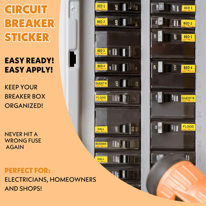 6 Sheets(258pcs) Breaker Box Labels Stickers, Durable Circuit Breaker Panel Labels,Electric Panel Label for Breakers Box Identification,Waterproof and Easy to Read,for Home and Office Use