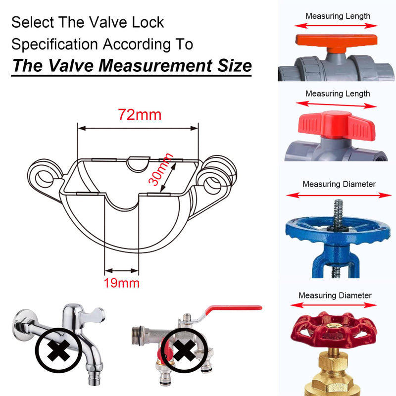 [Australia - AusPower] - Gate Valve Lockout and Safety Padlock, 1Set, Hose Bib Lock for Outdoor Faucet Knob/Water Spigot/Propane Tank, 1 to 2-1/2 in Dia Valve Handles, Plastic Red Secure Lock Device for Outside Garden Valve Valve Lockout and Safety Padlock 1 Set 