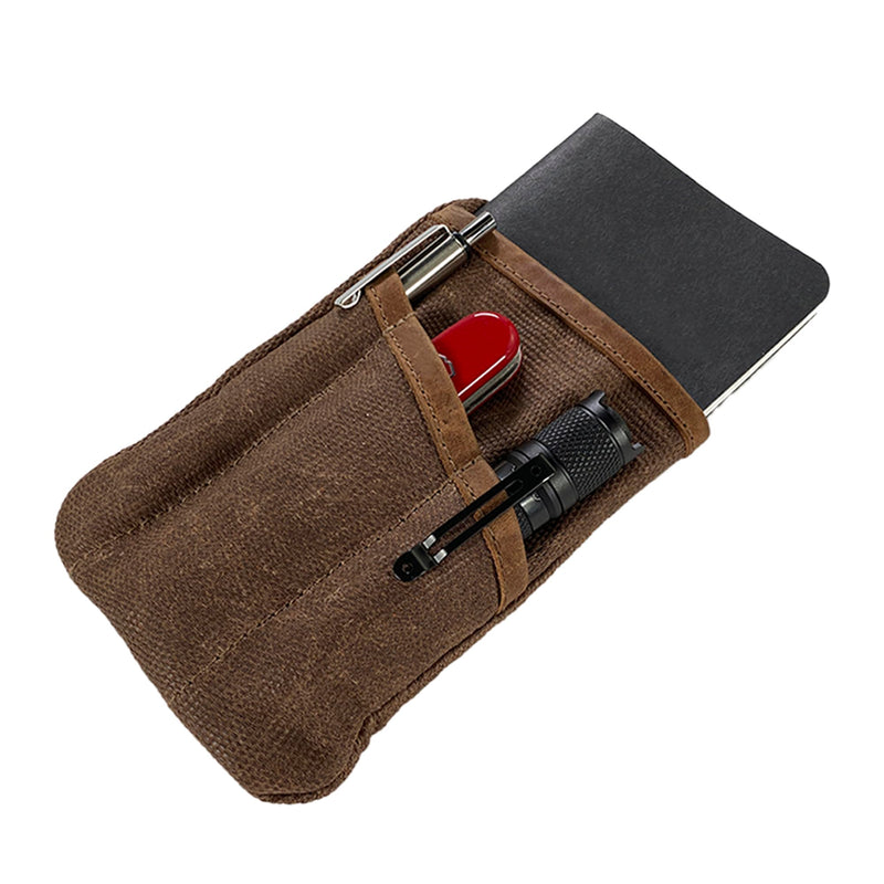 Hide & Drink, Multi-Tool Pocket Pouch, Compact Multipurpose EDC Zippered Bag, Mini Camping Tool Case, Waxed Canvas, Knife Holster, Handmade Slim Organizer Honey Bourbon