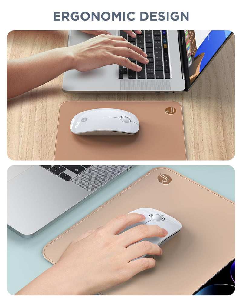 [Australia - AusPower] - Bluetooth Wireless Mouse - (BT5.1+USB) Slim Dual Mode Computer Mice with Quiet Click, Low Power, and 1600 DPI, Portable Cordless for MacBook, Laptop, iPad Pro/Air, Chromebook (White) White 