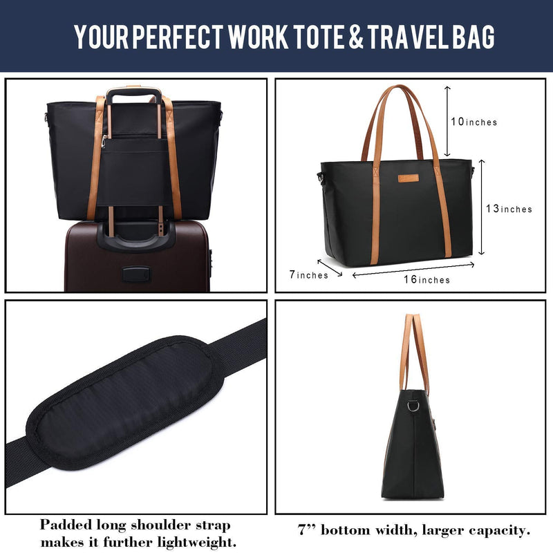 [Australia - AusPower] - Tote Bag for Women, Bags for Women Teacher Work 15.6 Laptop Bags Beach Handbag Black 
