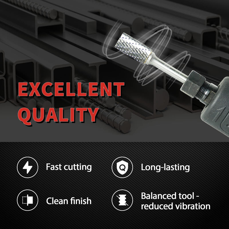 [Australia - AusPower] - S&F STEAD & FAST Carbide Burr with ¼ Shank ½ Cutter Dia 1 Length, Professional Grade Tungsten File, Die Grinder Bit for Electric or Air Die Grinder, Cylinder End Cut, Grinding Burr bit for Metals SB5DC 