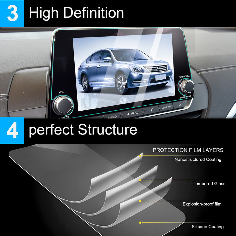 [Australia - AusPower] - TTCR-II Navigation Display Screen Protector For Nissan Altima 2019-2021 and For Sentra 2020-2021, Console Touchscreen Protector With 8-Inch, Tempered Glass Protective Film (For 8" Altima/Sentra) For 8" Altima/Rogue/Sentra 