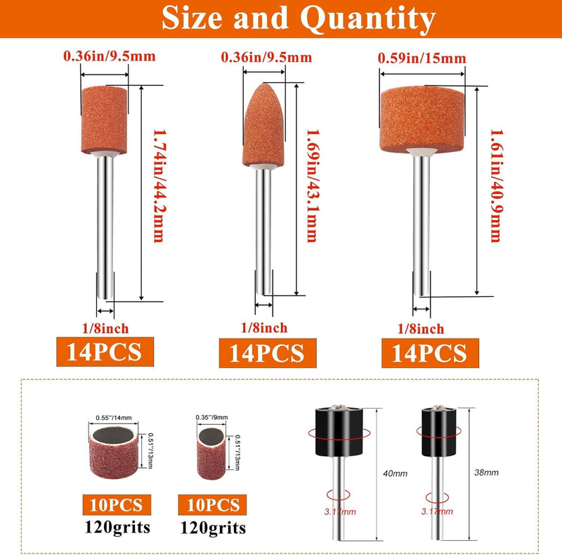 [Australia - AusPower] - mxuteuk 64 x Dremel Grinding Attachments for Dremel Rotary Tools, Includes 42 Aluminium Oxide Whetstones (1/8 Inch Shank) and Grinding Drums and Accessories for Rust Removal, Polishing and Machining 