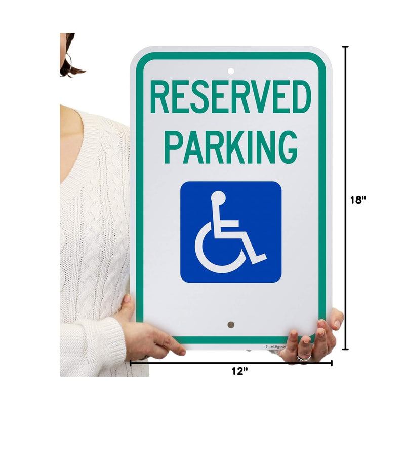 SmartSign Basics Reserved Parking Federal Handicap Parking Sign | 12" x 18" Engineer Grade Reflective 120 mil ACM, Made in USA 12" x 18" EG Reflective ACM