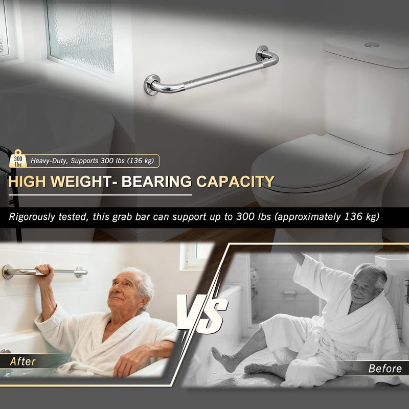 supregear Grab Bars for Bathtubs and Showers, Anti Slip Bathroom Grab Bars for Seniors, 304 Stainless Steel Safety Shower Handle, Toilet Handicap Elderly Assist Bathroom Wall Handle, 28 inch
