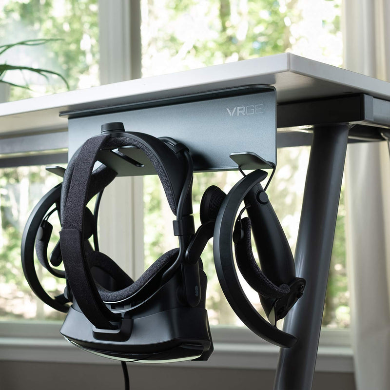 [Australia - AusPower] - VR Stand Under Desk Storage Display Hook Organizer - Premium Metal - for Meta Oculus Quest 3/2, Sony Playstation PS5 VR2, Valve Index and Mixed Reality Headsets 