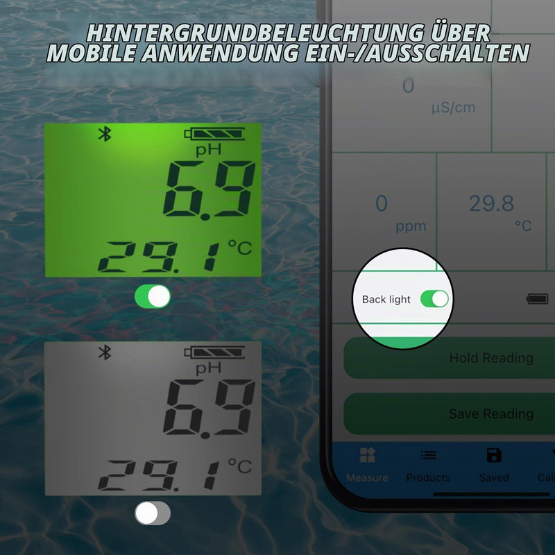 6-in-1 Digital Floating Water Monitor with Bluetooth | Real Time PH, EC, ORP, Chlorine, Salinity and Temperature Tests | 1000 Data Sets, Waterproof IP67, 24-Hour Monitoring