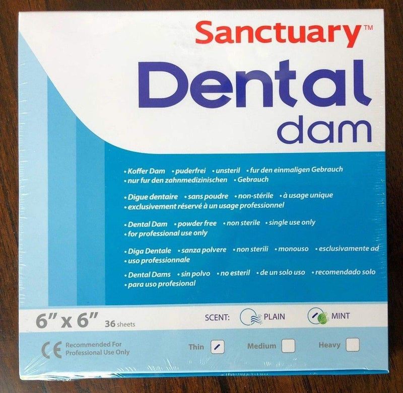 [Australia - AusPower] - (MADE IN MALAYSIA) SANCTUARY DENTAL DAM LATEX 6"X6" (Thin Gauge) 36 Sheets, Green Spearmint Scented, Powder-Free 