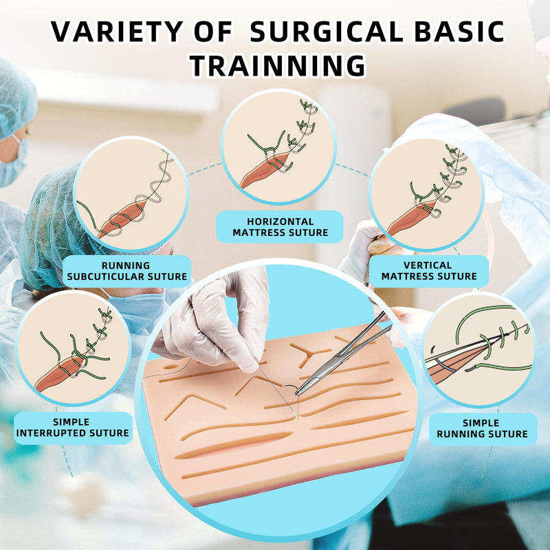 [Australia - AusPower] - HB Design Complete Suture Training Kit(30 Pieces),Include 3rd Generation Suture Pad with Pre-Cut Wounds,Suture Tools and Mixed Suture Thread with Needles for Students and Nurses Practicing 